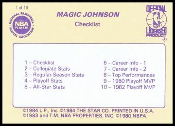 1986 Star Magic Johnson